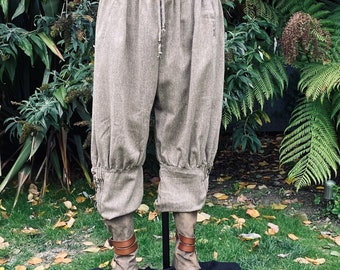 Viking Pants - Brown Wool Trousers | For LARP, Viking, Pirate, Baggy, Harem,Knight, Mage, Fantasy, Festival, Cosplay, Ren Faire