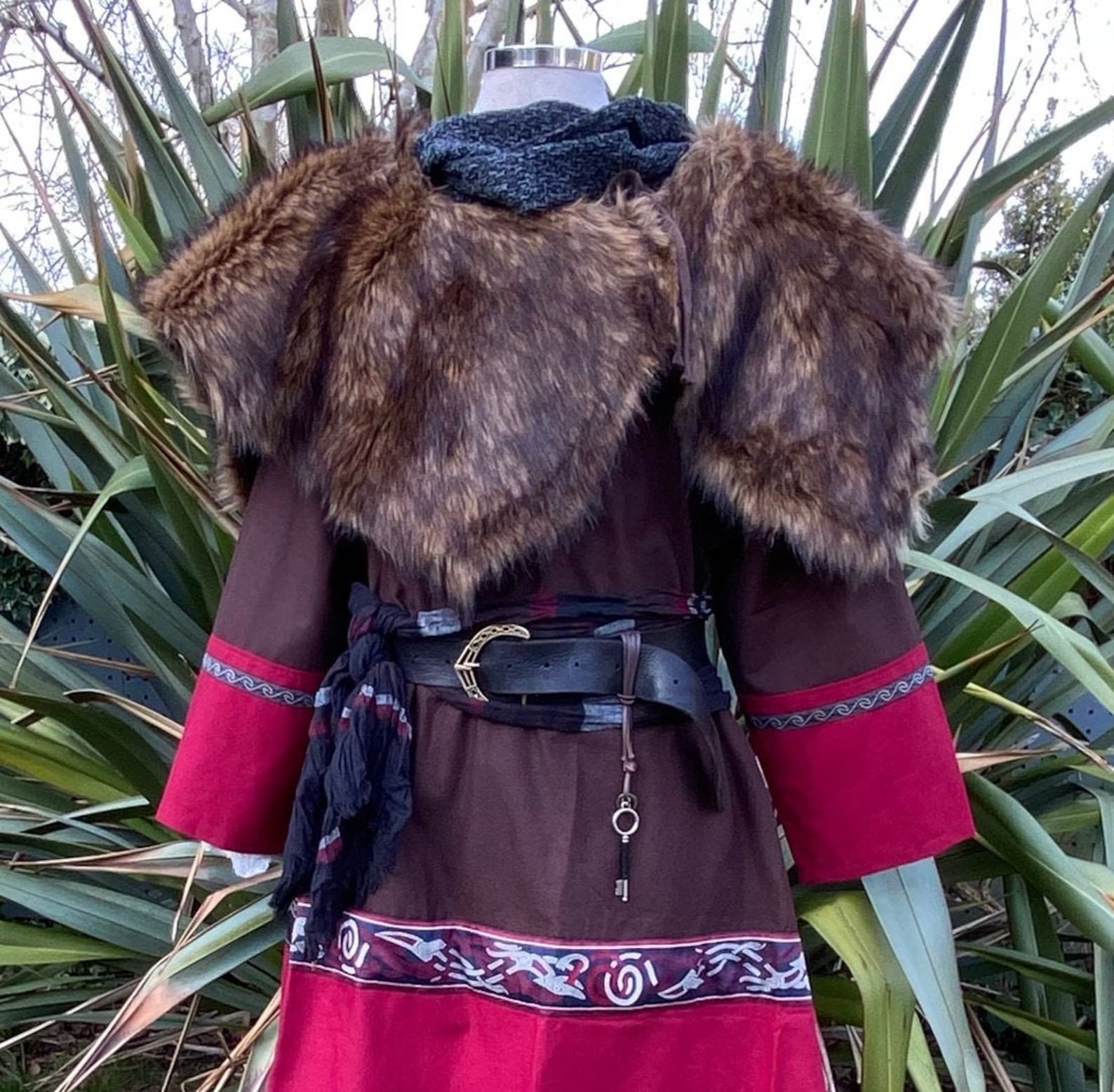 LARP Viking Costume / Tunic and Mantle Set / Brown and Red / Etsy