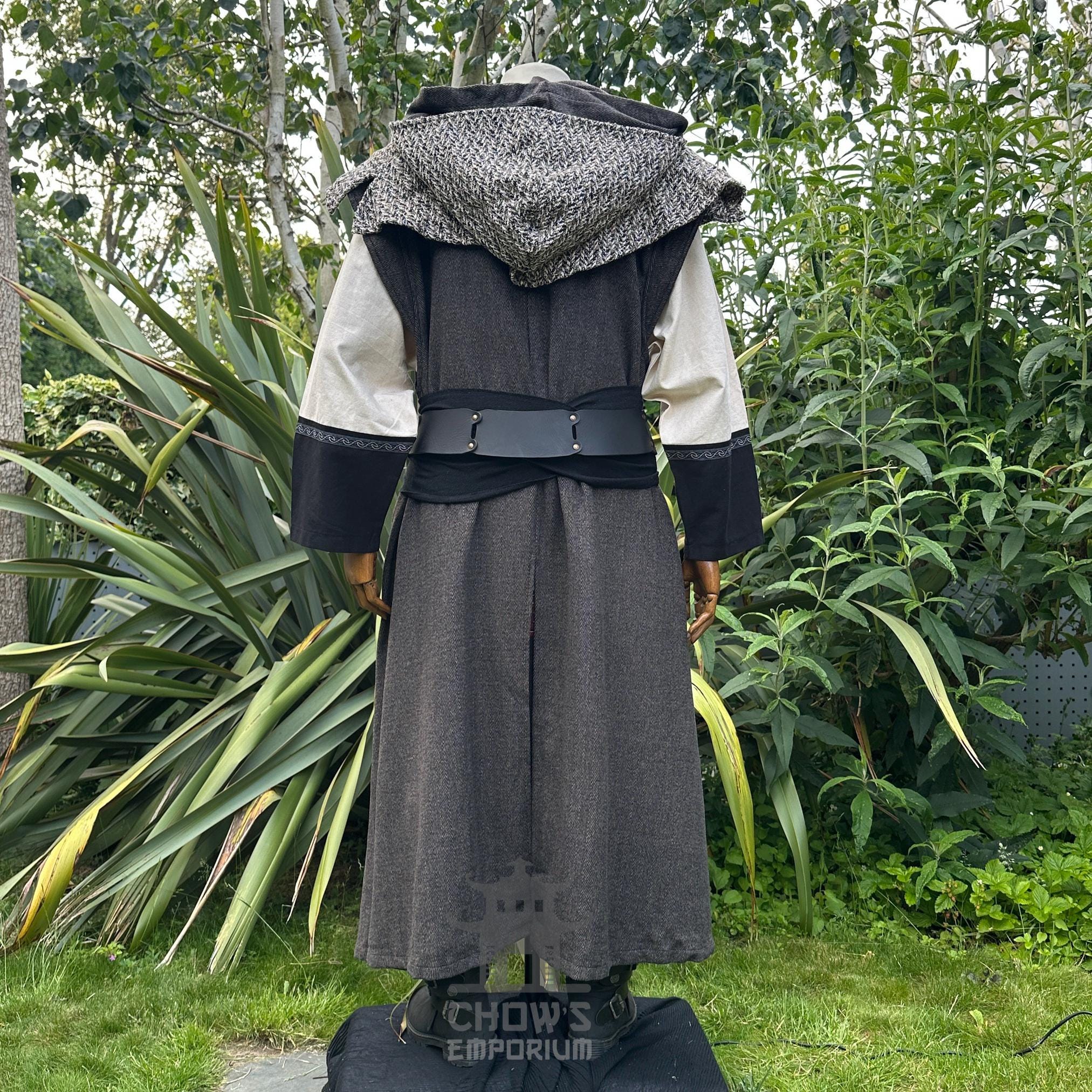 Lizardfolk Robe LARP Robe With Hood, Brown Herringbone Wool, Renaissance Faire Hooded ...