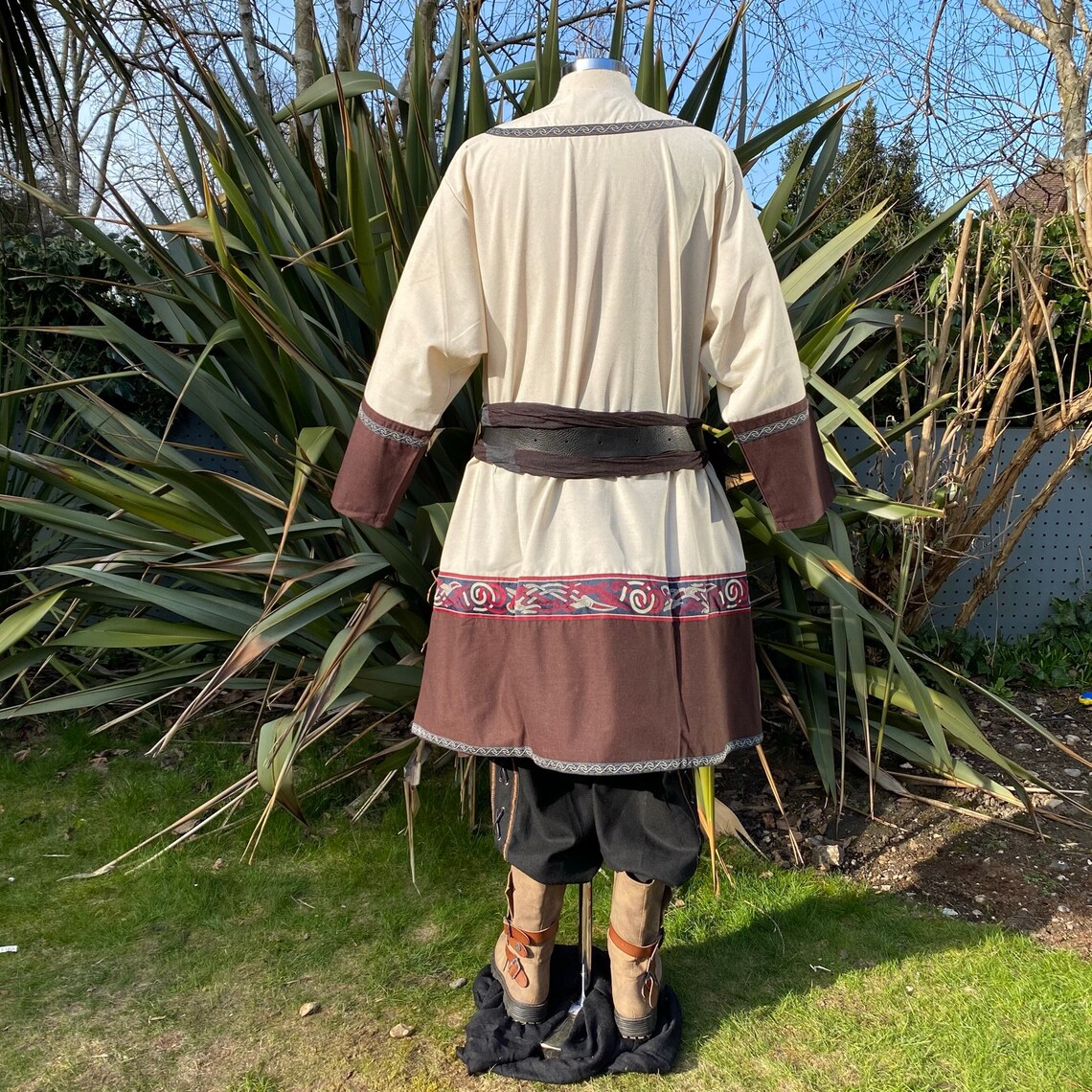 LARP Viking Costume / Tunic and Mantle Set / Brown and White / Etsy