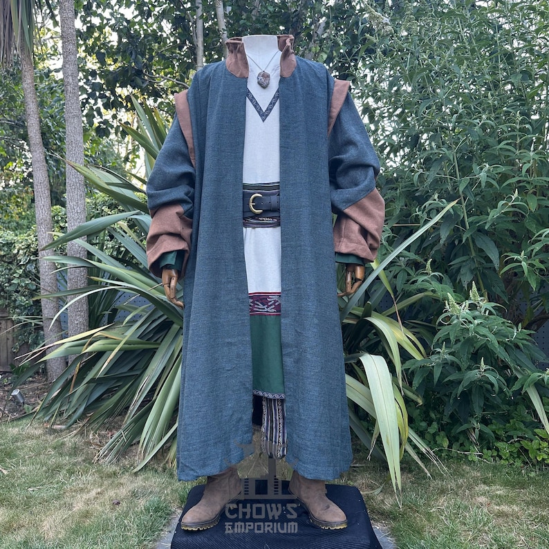 LARP Robe With High Collar, Teal, Renaissance Faire Robe, Medieval ...