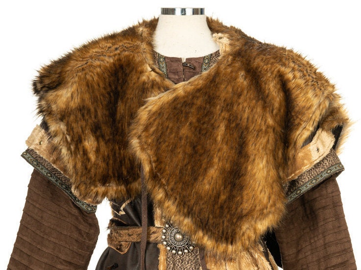 kostuum nek stuk Accessoires Sjaals & omslagdoeken Kragen & slabben viking stijl scheren wol schouderstuk Schapenvacht Kraag echte wol schapenvacht mantel gestolen kraag 