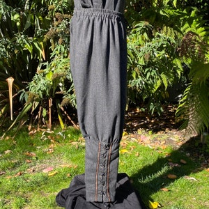Medieval Viking Pants Grey Wool Trousers with Braiding image 8