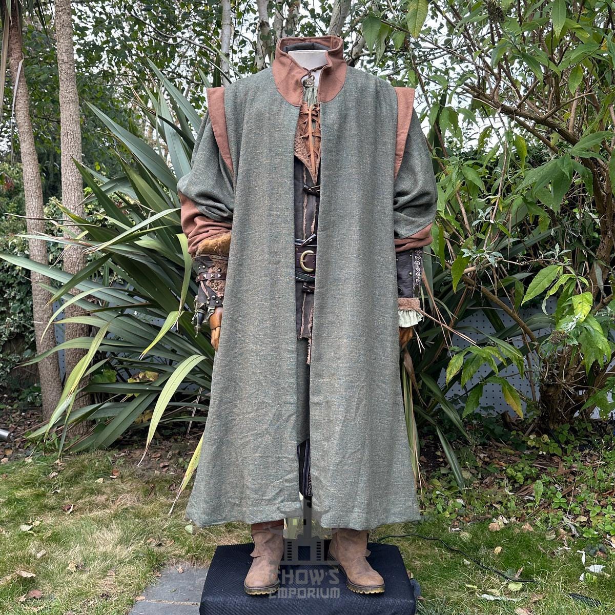 LARP Robe With High Collar, Green & Brown, Renaissance Faire Robe ...