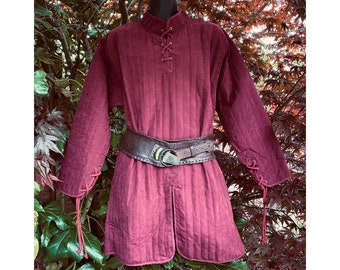 Gambeson, Red Cotton Padded Tunic, Medieval Quilted Jacket, LARP Armor, Viking Knight Costume, Arming Jacket, Cosplay, Ren Faire
