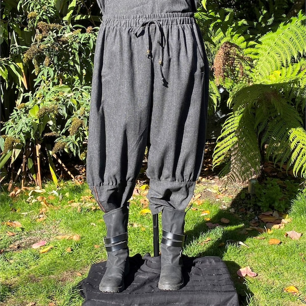 Medieval Viking LARP Pants, Grey Wool, Pirate, Baggy, Harem, Wide Leg Trousers, Fantasy, Festival, Cosplay, Renaissance Faire