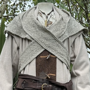 Medieval Scarf Hood - Oatmeal Wool | Cowl, Gugel, Mantle | LARP, Assassin, Ranger, Rogue, Viking, Warrior, Fantasy Cosplay, Ren Faire