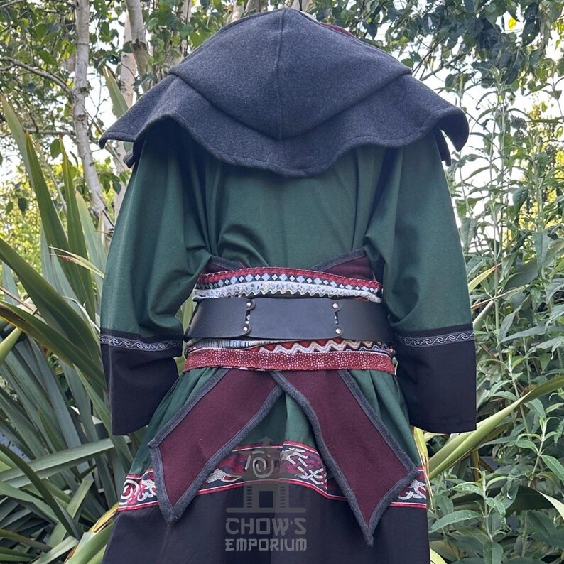 Medieval LARP Scarf Hood, Grey & Maroon Wool, Cowl, Gugel, Mantle ...