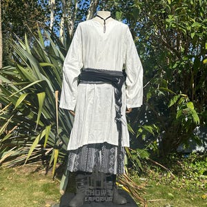 Medieval Tunic - White Textured Cotton | Viking Tunic, Roman Tunic, Pirate Tunic, Warrior, Ranger, Wizard, Fantasy Cosplay, Ren Faire, LARP