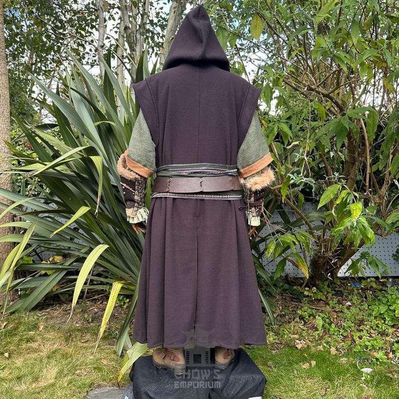 Medieval Forest Wanderer LARP Outfit, 8 Pcs, Robe, Waistcoat, Vambraces ...