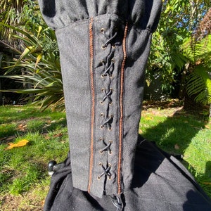 Medieval Viking Pants Grey Wool Trousers with Braiding image 6