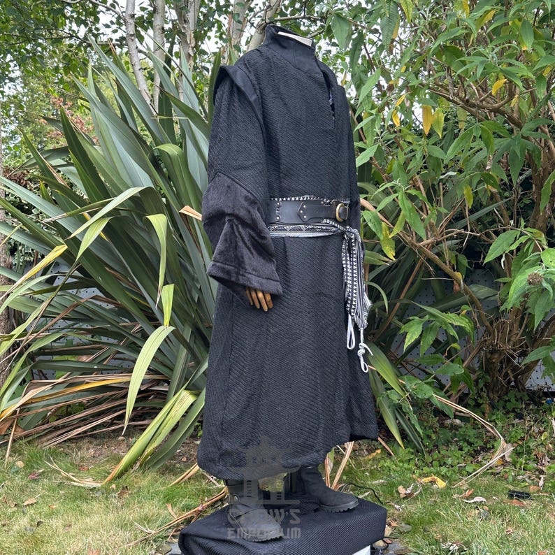 LARP Robe With High Collar, Black, Renaissance Faire Robe, Medieval ...