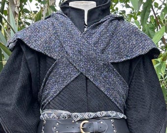 Medieval LARP Scarf Hood, Grey Wool, Cowl, Gugel, Mantle, Assassin, Ranger, Rogue, Viking, Warrior, Fantasy, Cosplay, Renaissance Faire