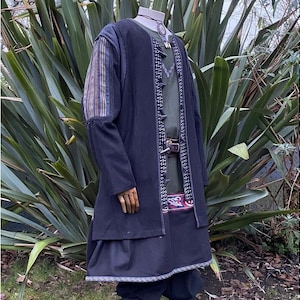 Medieval Jacket with Ornate Panels and Braiding -Black & Grey | For Mage, Cleric, Alchemist, Medieval, Cosplay, Fantasy Ren Faire, LARP Fest