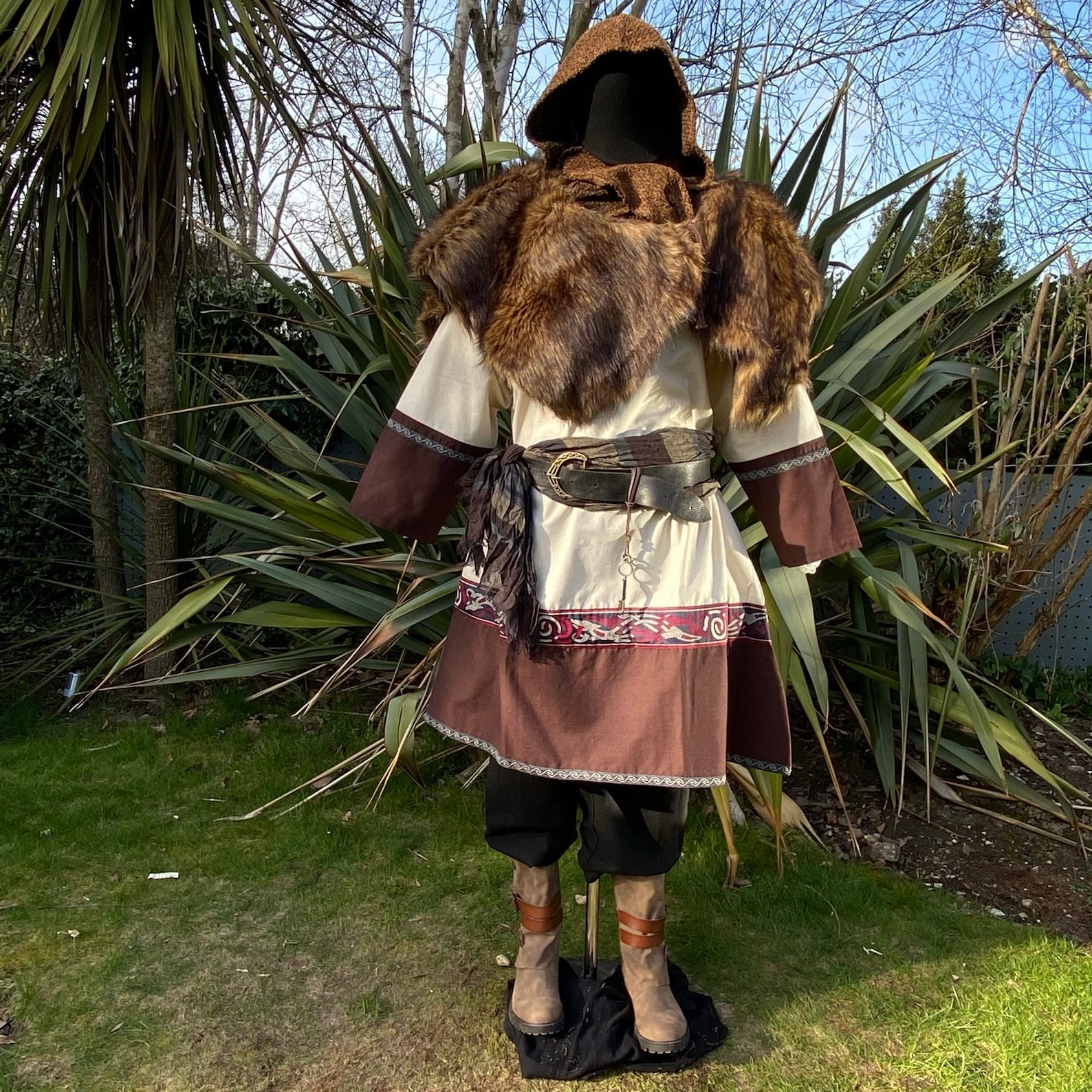 LARP Viking Costume / Tunic and Mantle Set / Brown and White / Etsy