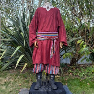 Medieval Tunic - Red Textured Cotton | Viking Tunic, Roman Tunic, Pirate Tunic, Warrior, Ranger, Wizard, Fantasy Cosplay, Ren Faire, LARP