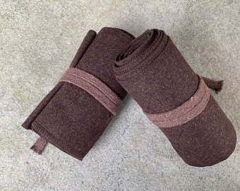 Medieval Leg Wraps - Brown Wool Puttees - Gift Ideas