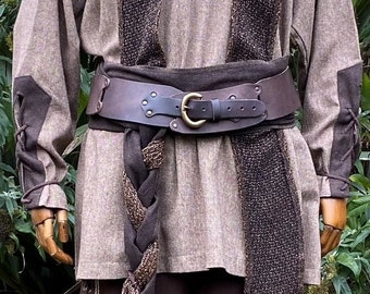 Medieval Magnificent LARP Belt, Brown Buffalo Leather, Handmade, Viking, Hero, Celtic, Warrior, Fantasy, Cosplay, Renaissance Faire
