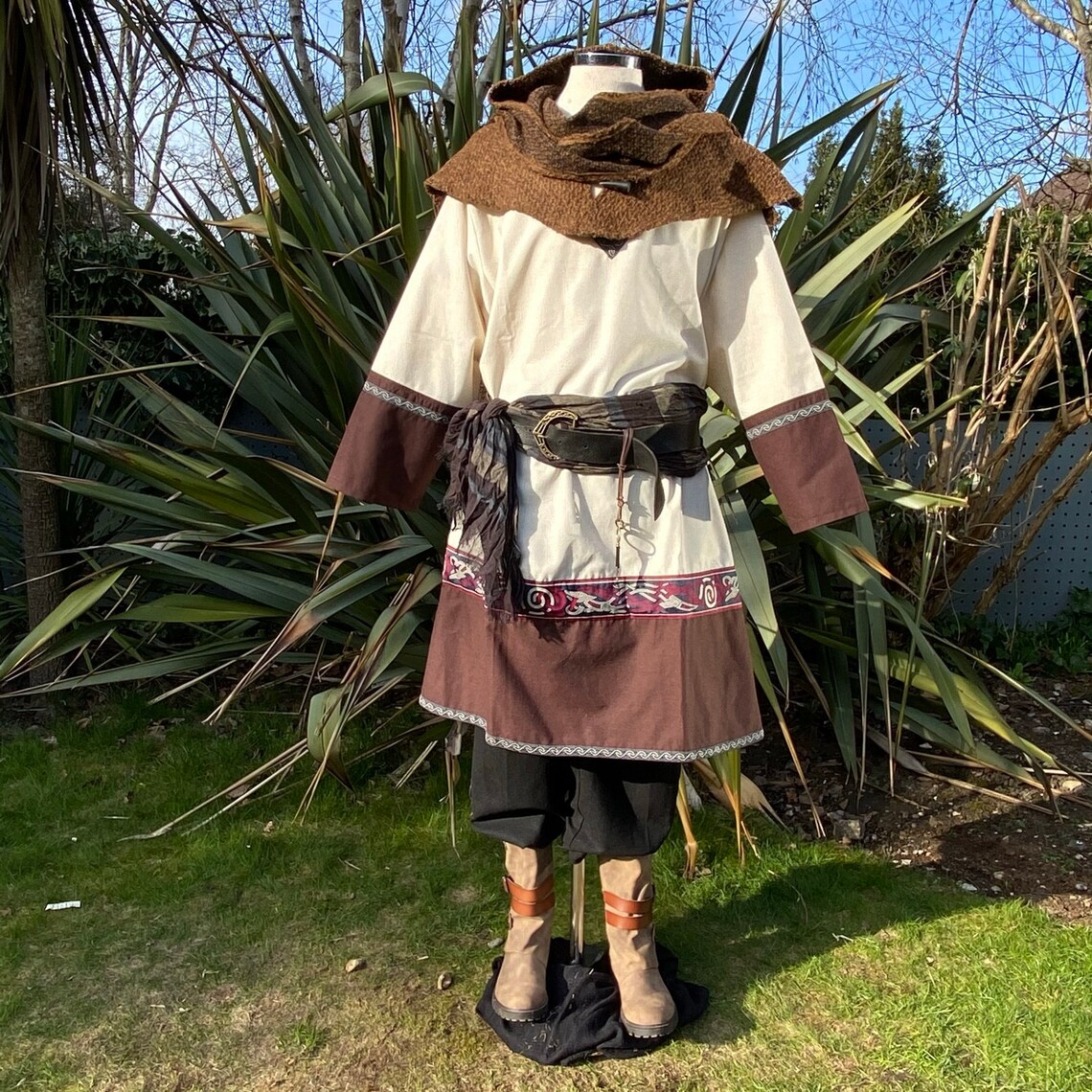 LARP Viking Costume / Leather Waistcoat Tunic and Hood Set / | Etsy