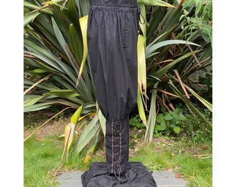 Viking Pants - Black Cotton Trousers | For LARP, Viking, Pirate, Baggy, Harem,Knight, Mage, Fantasy, Festival, Cosplay, Ren Faire