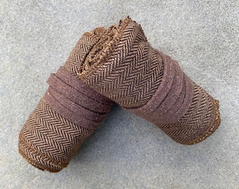 Mittelalterliche Beinwickel - Braune Putten aus Fischgrät-Wollgemisch | Mittelalter für Wikinger, Winningas,Wickelbander, Vindingr, Fantasy, LARP
