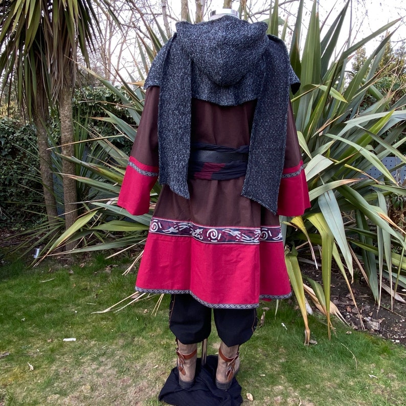 LARP Viking Costume / Tunic and Mantle Set / Brown and Red / Etsy