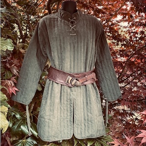 LARP Thin Gambeson - Green Cotton Padded Tunic