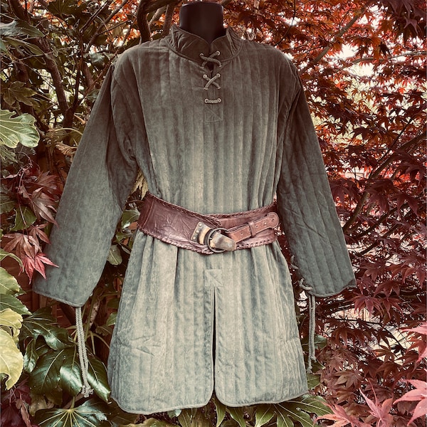 LARP Thin Gambeson - Green Cotton Padded Tunic