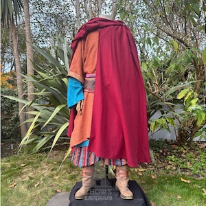Hooded Cloak and Robe - Red Wool | Cape For LARP, Ranger, Rogue, Wizard, Medieval, Viking, Warrior, Knight, Assassin, Fantasy, Ren Faire