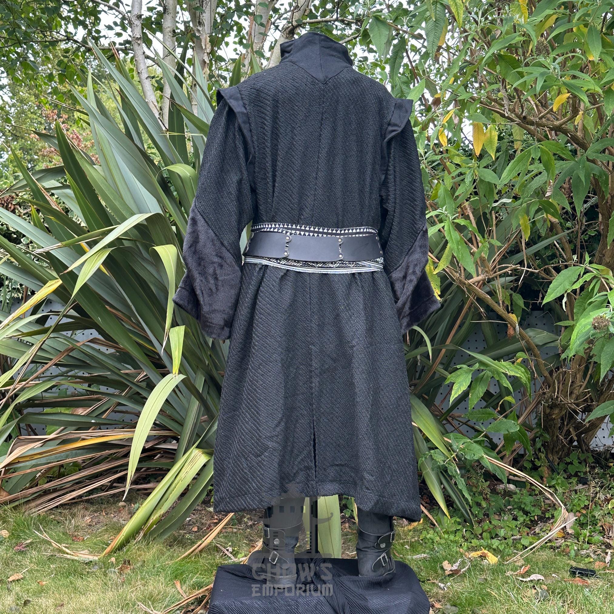 LARP Robe With High Collar, Black, Renaissance Faire Robe, Medieval ...