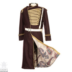 Pirate Coat  - Dark Red, Wool  for LARP, Medieval, Cosplay, Fantasy Costumes, and Renaissance Faire