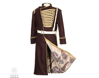 Pirate Coat  - Dark Red, Wool  for LARP, Medieval, Cosplay, Fantasy Costumes, and Renaissance Faire