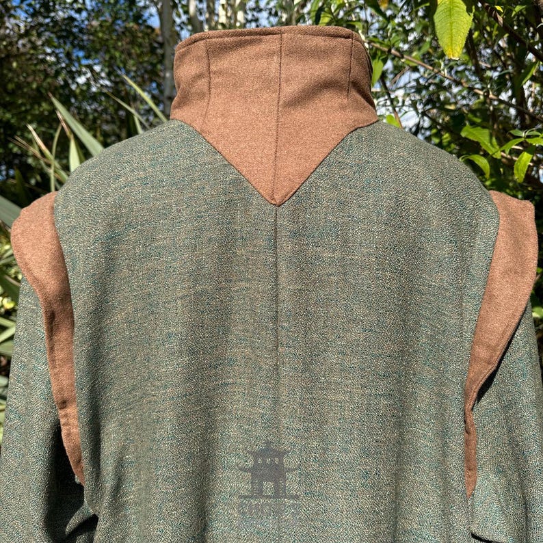 LARP Robe With High Collar, Green & Brown, Renaissance Faire Robe ...
