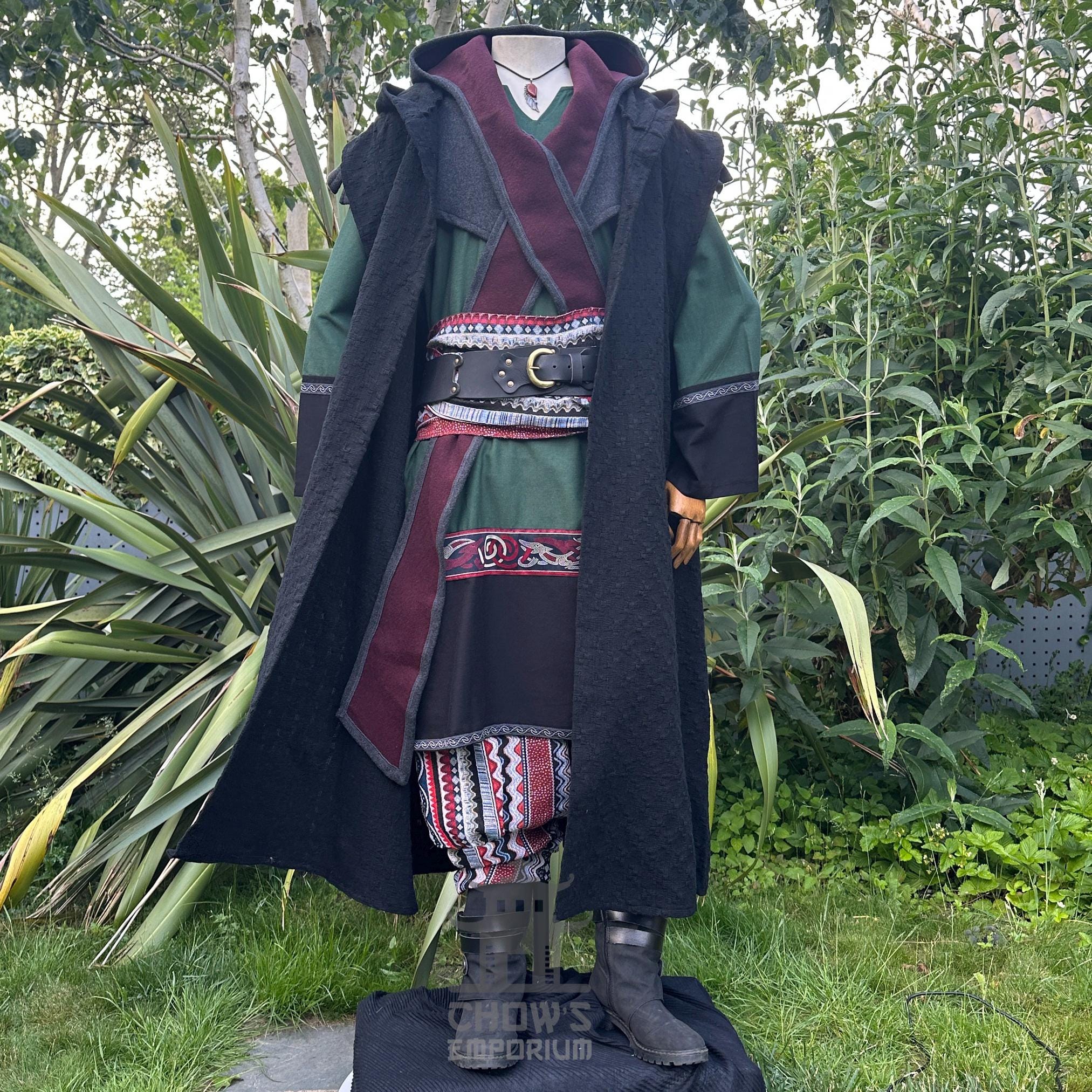 Lizardfolk Robe LARP Robe With Hood, Sleeveless Black Cotton Robe, Renaissance Faire ...
