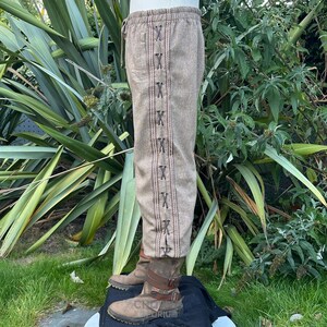 Medieval Straight Leg LARP Pants with Side Lace & Braiding, Brown Wool, Slim Cut, Viking, Pirate,Knight, Fantasy, Cosplay, Renaissance Faire image 4