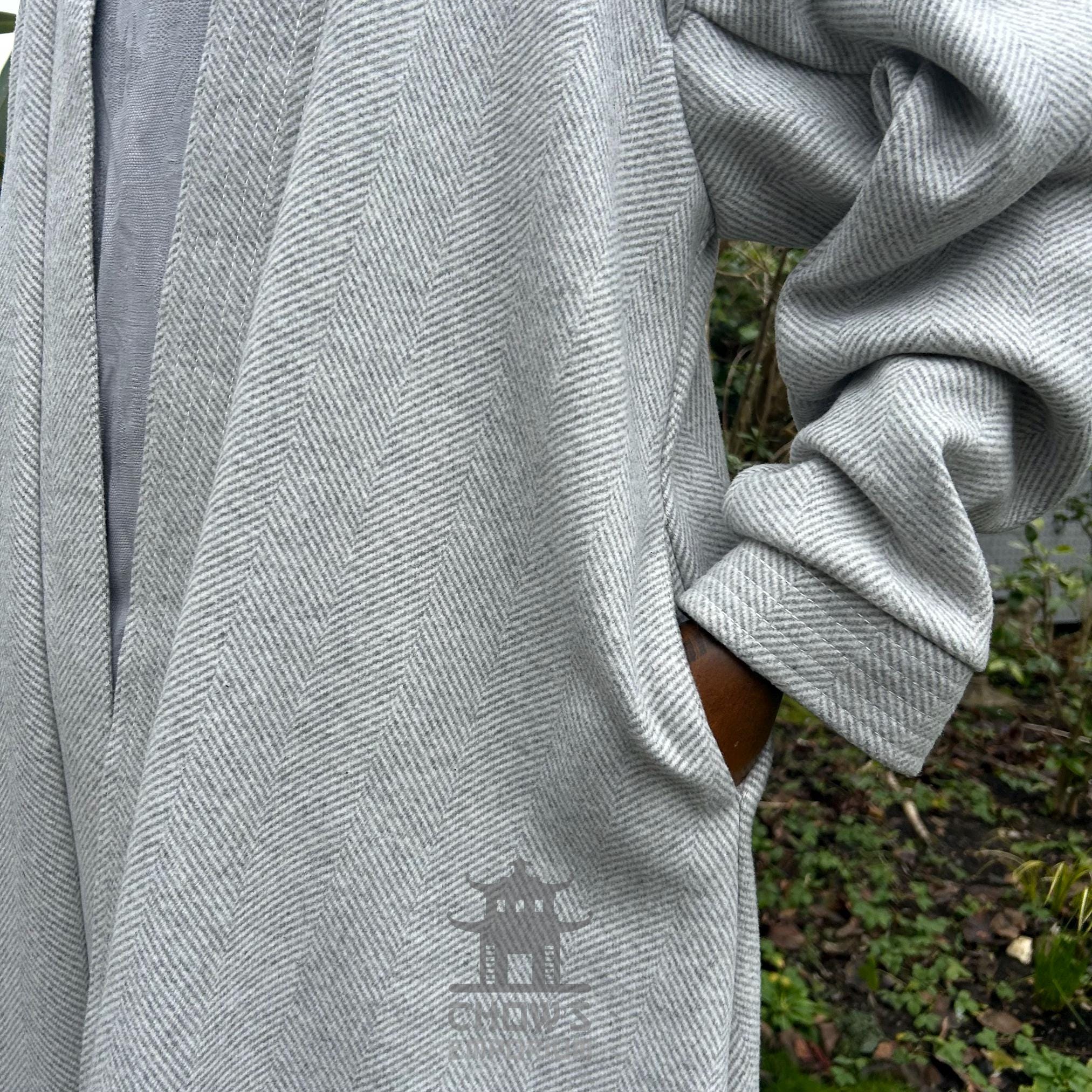 Merchant Robe Medieval LARP Wizard Robe, Light Grey Wool Robe, Renaissance Faire ...