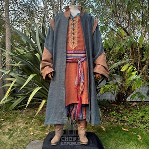 Ocean Druid Outfit-5 pieces| Robe, Tunic, Under Tunic, Trousers, Sash | LARP, Medieval, Viking, Pirate, Warrior, Fantasy, Cosplay, Ren Faire