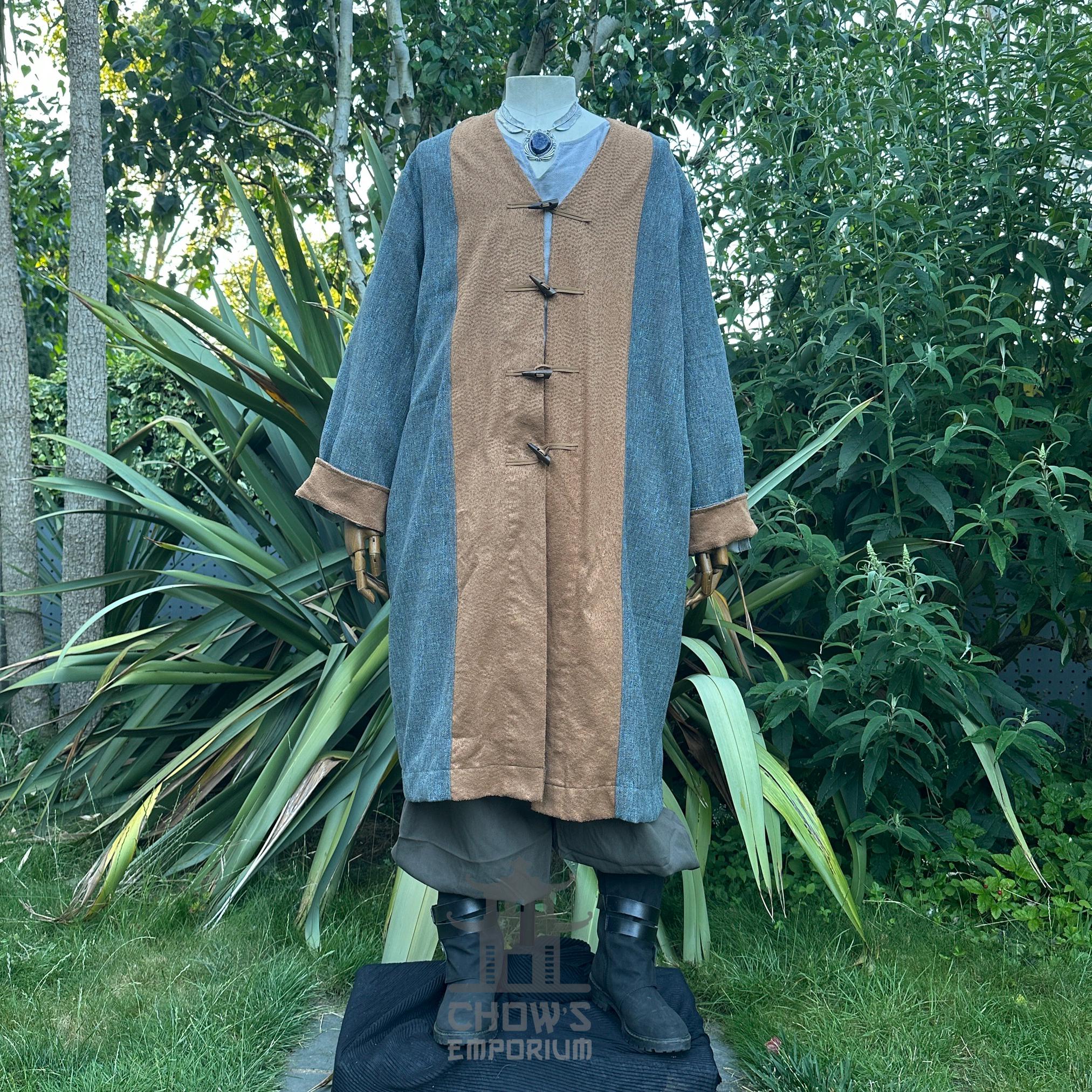 LARP Robe With Pockets, Blue & Brown, Renaissance Faire Robe, Medieval ...