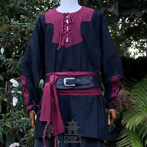 Middeleeuwse Rode Koning LARP-outfit, 4+ delen, vest, capuchon, armbeschermers, sjerp, Renaissancebeurs, necromancer, tovenaar, magiër, huurmoordenaar afbeelding 12