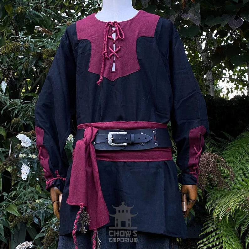 Middeleeuwse Rode Koning LARP-outfit, 4+ delen, vest, capuchon, armbeschermers, sjerp, Renaissancebeurs, necromancer, tovenaar, magiër, huurmoordenaar afbeelding 12