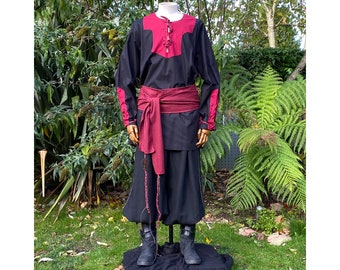 LARP Basic Outfit - 3 Pieces: Black & RedShirt, Hero Pants and Sash