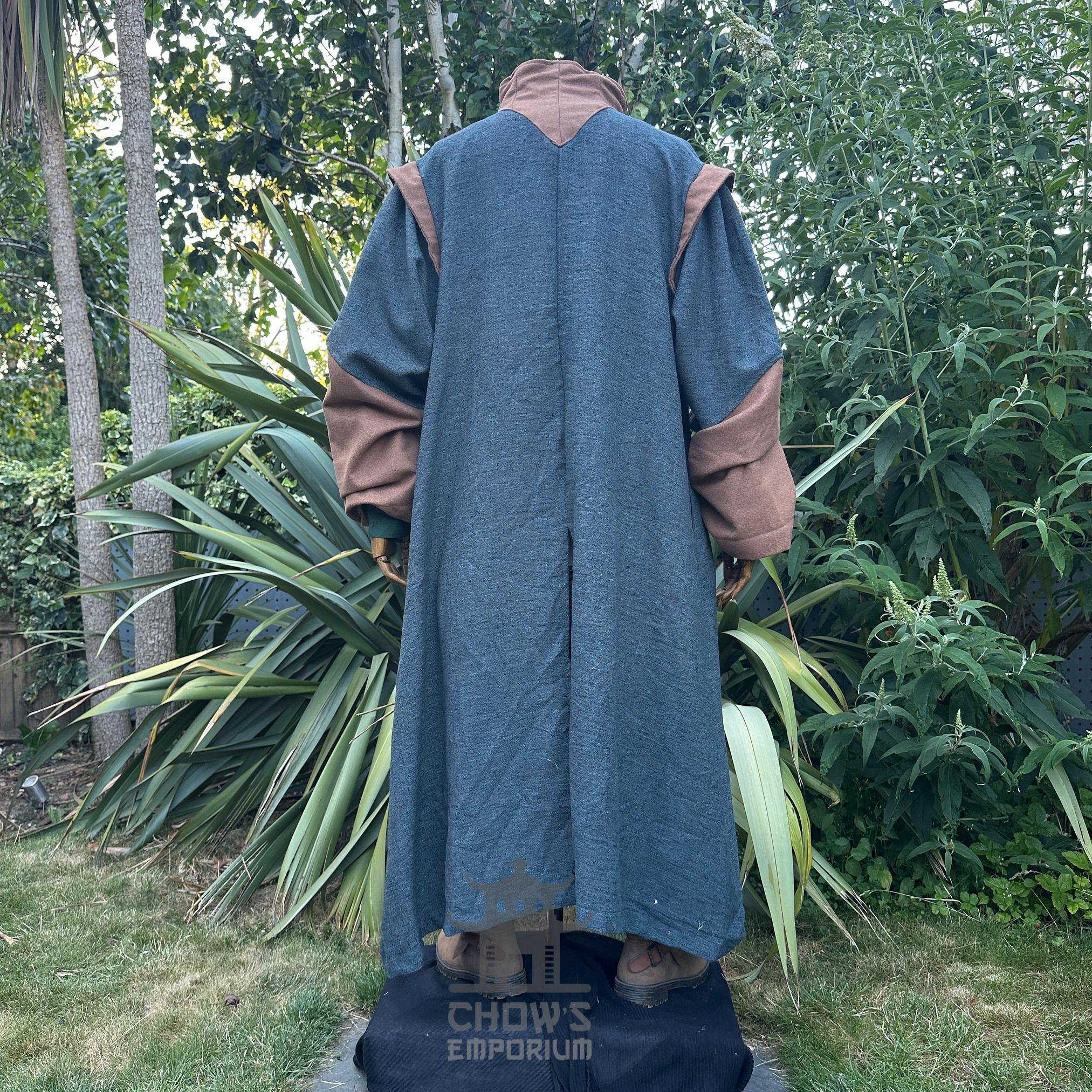 LARP Robe With High Collar, Teal, Renaissance Faire Robe, Medieval ...