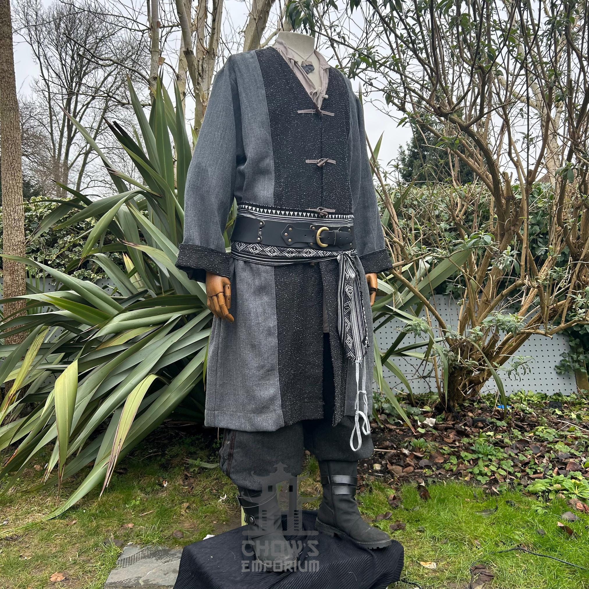 Medieval LARP Robe, Renaissance Faire Robe, Grey & Black Cotton Coat ...