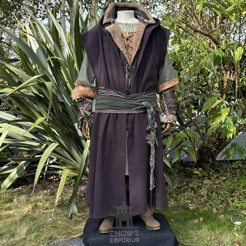 Medieval Forest Wanderer LARP Outfit, 4+ Pcs, Robe, Waistcoat ...