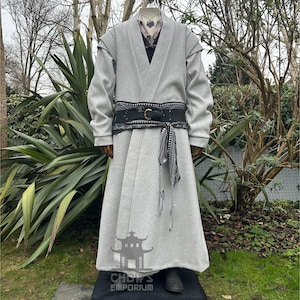 Apprentice Robe - Light Grey Herringbone | LARP, Paladin, Knight, Rogue, Ranger, Wizard, Medieval, Warrior, Assassin, Fantasy, and Ren Faire