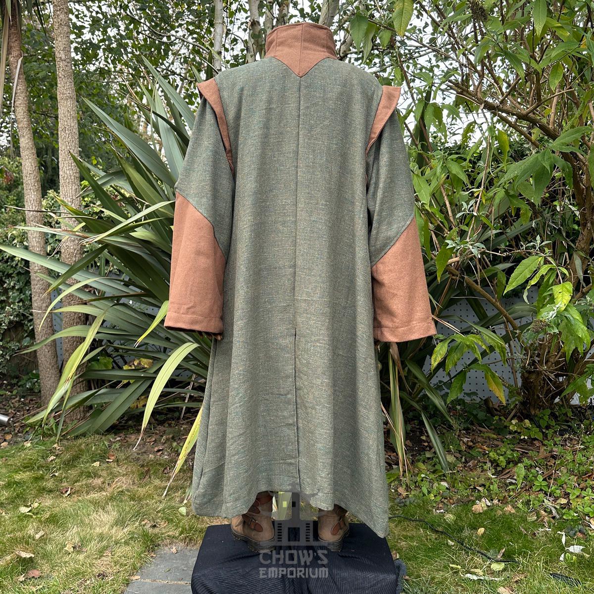 LARP Robe With High Collar, Green & Brown, Renaissance Faire Robe ...
