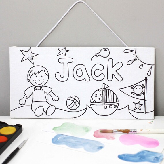 Paint Your Own Boys Name Canvas Art Sign Personalised Boy Etsy Paint Your Own Boys Name Canvas Art Sign Personalised Boy Etsy