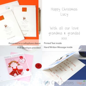 Personalised Rag Doll Girl 1st Christmas Card / Baby's First Christmas, Daughter, Granddaughter / Liza J design image 6