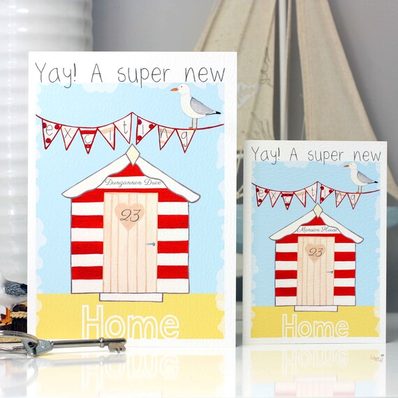 Beach Hut New Home Card Personalised House Name Street Etsy