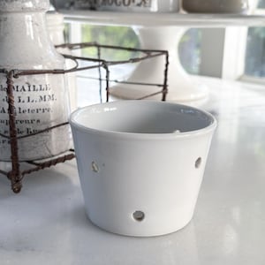 French Vintage Cheese Mold// French cheese Mold Strainer// White Ironstone Cheese Strainer// French Faisselle// French White Ironstone